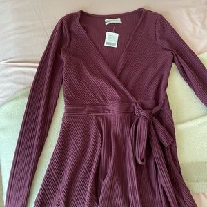 UO long sleeve wine tie romper